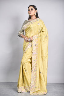 Yellow Tissue Organza Saree