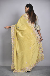 Yellow Tissue Organza Saree