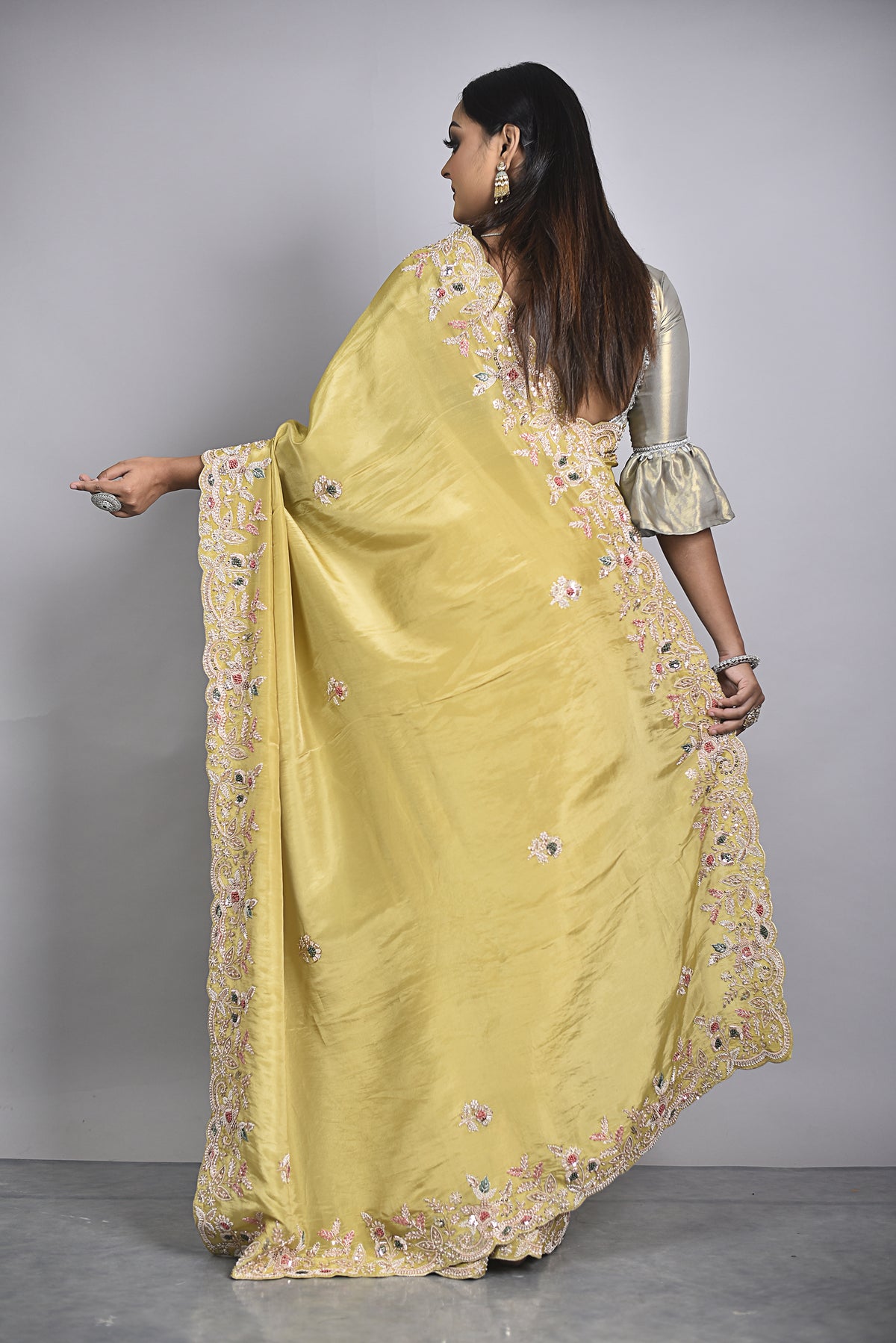 Yellow Tissue Organza Saree