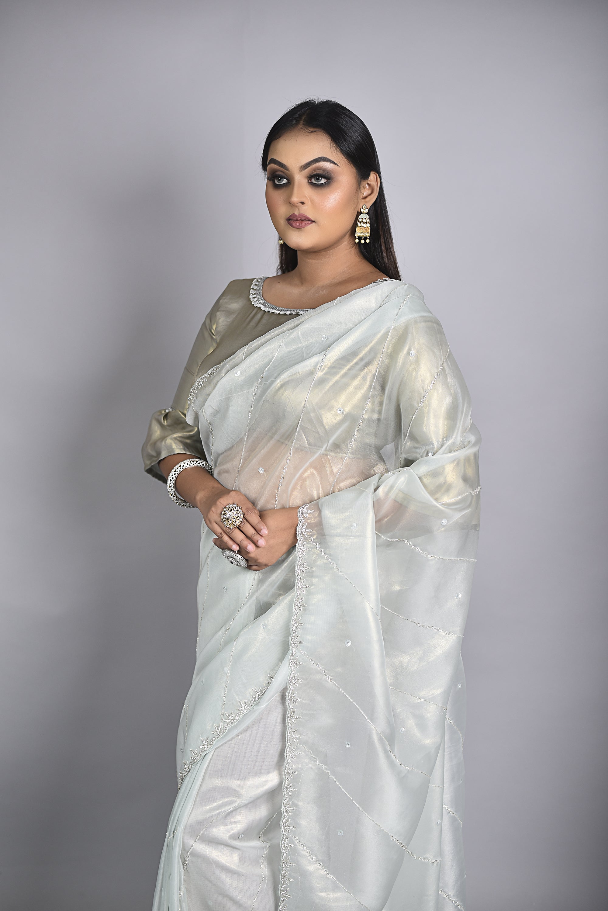 Silver Tissue Saree