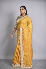 Mustard Organza Handwork Saree