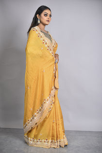 Mustard Organza Handwork Saree