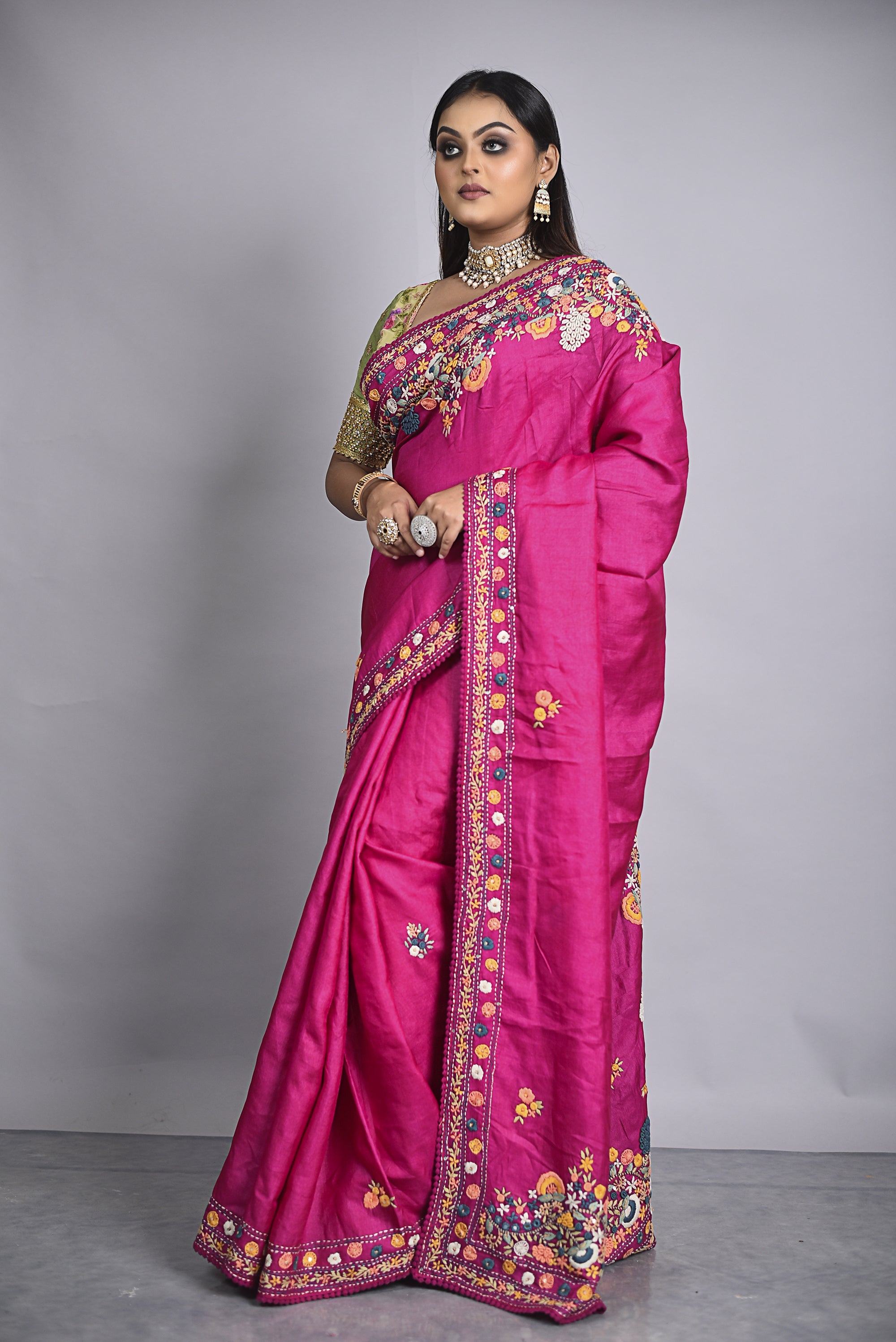 Pink Organza Saree