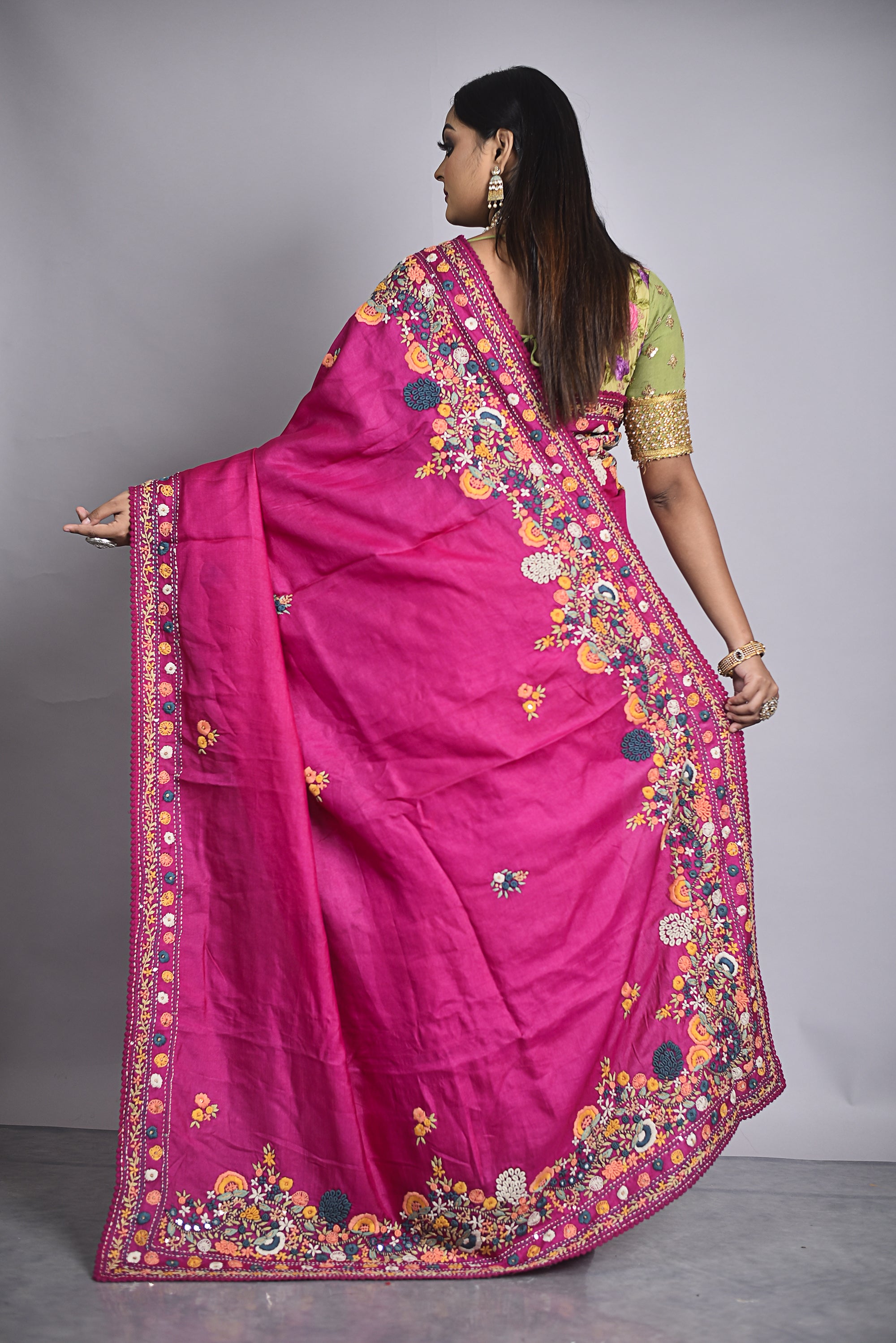 Pink Organza Saree