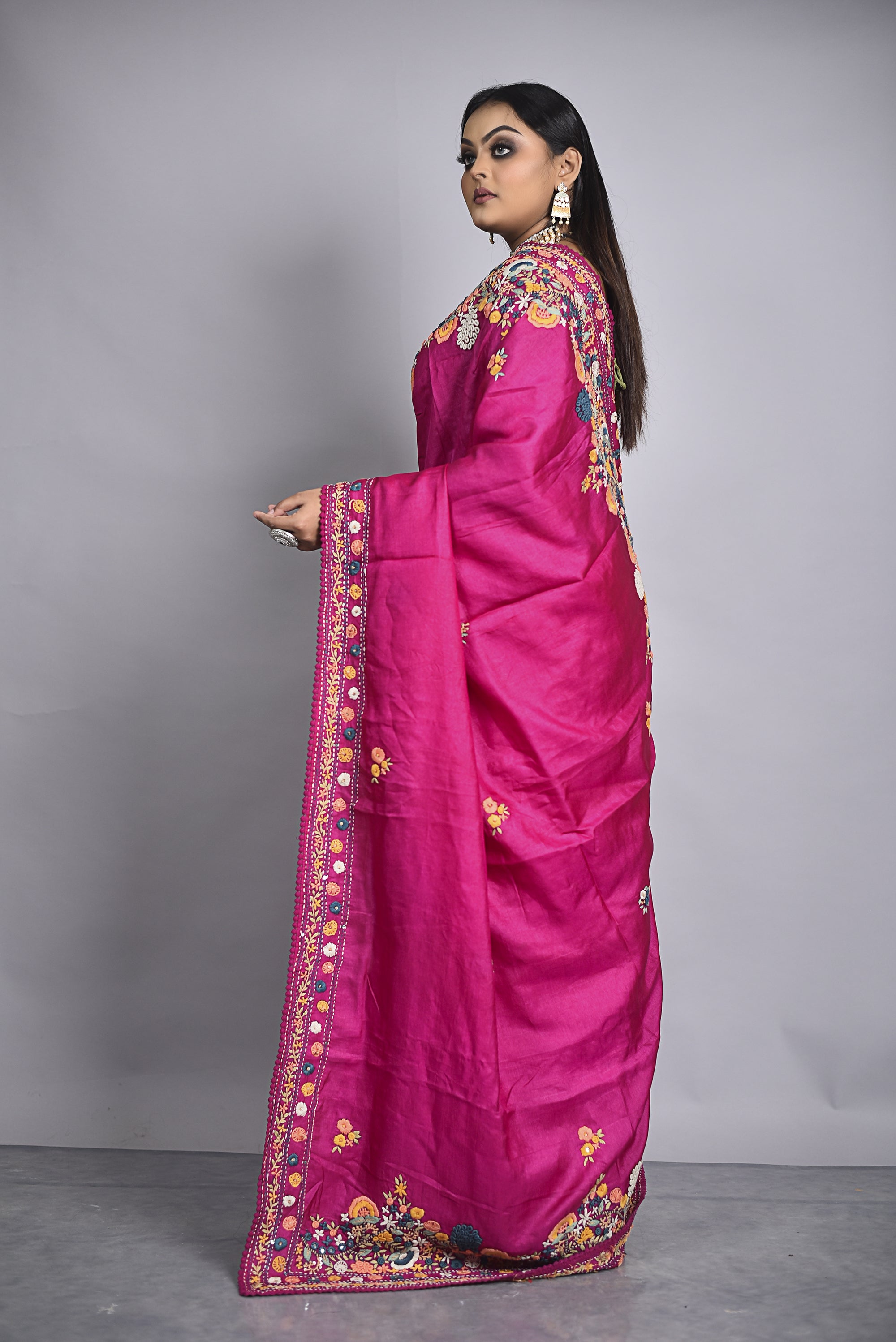 Pink Organza Saree