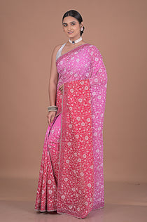Georgette saree with Jaal embroidery