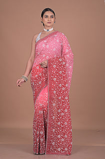 Georgette saree with Jaal embroidery