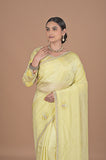 Crepe silk with embroidered border heavy blouse
