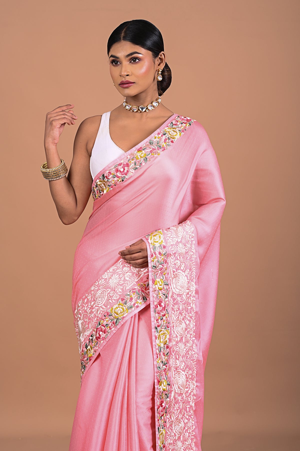 Parsi Style satin organza with embroidery