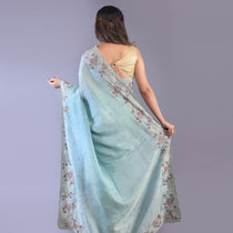 Silk tissue saree cut dana and zardosi work