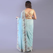 Silk tissue saree cut dana and zardosi work