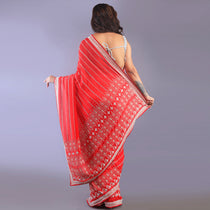 Silk tissue saree cut dana and zardosi work