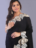 Crepe silk with patch embroidery
