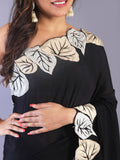 Crepe silk with patch embroidery