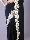 Crepe silk with patch embroidery