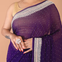 georgette  with cutdana and pearly border work