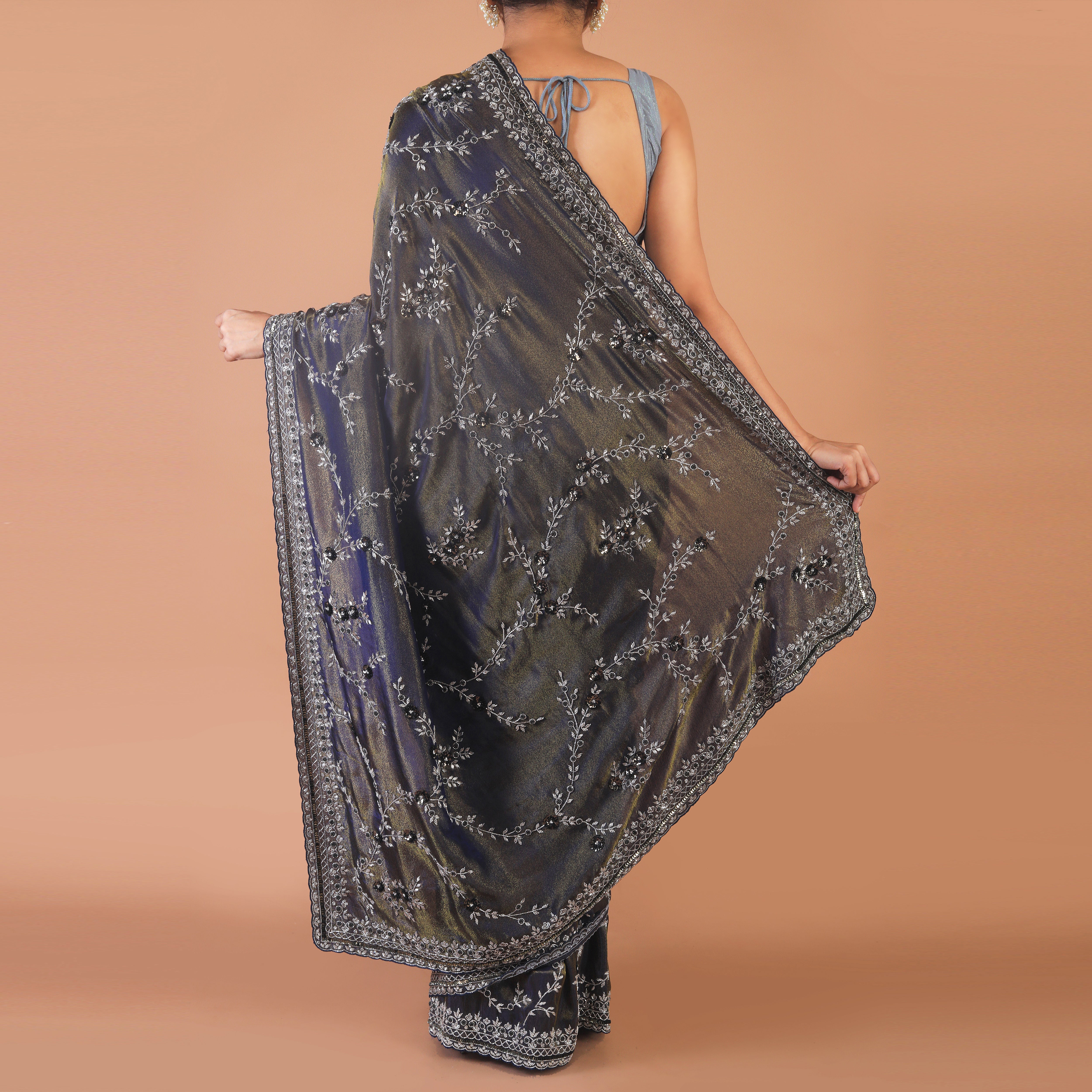 Silk Tissue with cutdana work jaal