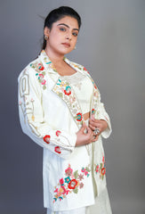 Satin gown with hand embroidery