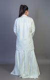 Satin gown with hand embroidery