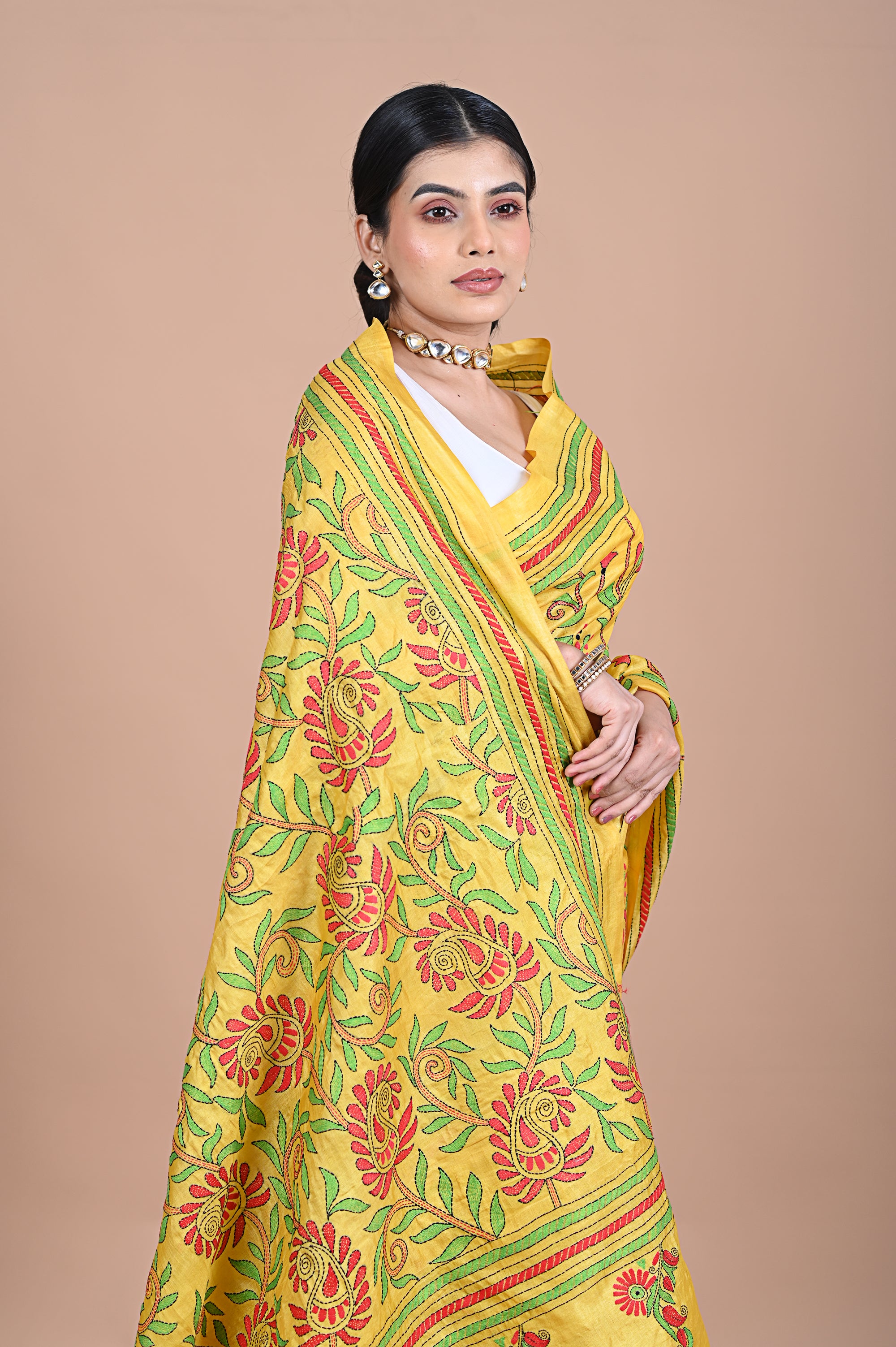 Kantha On Tusser silk