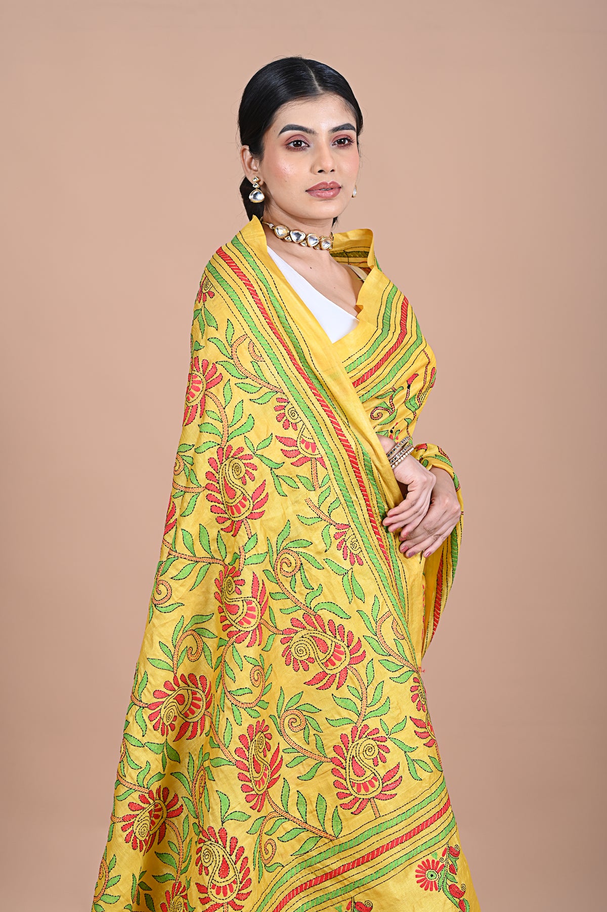 Kantha On Tusser silk