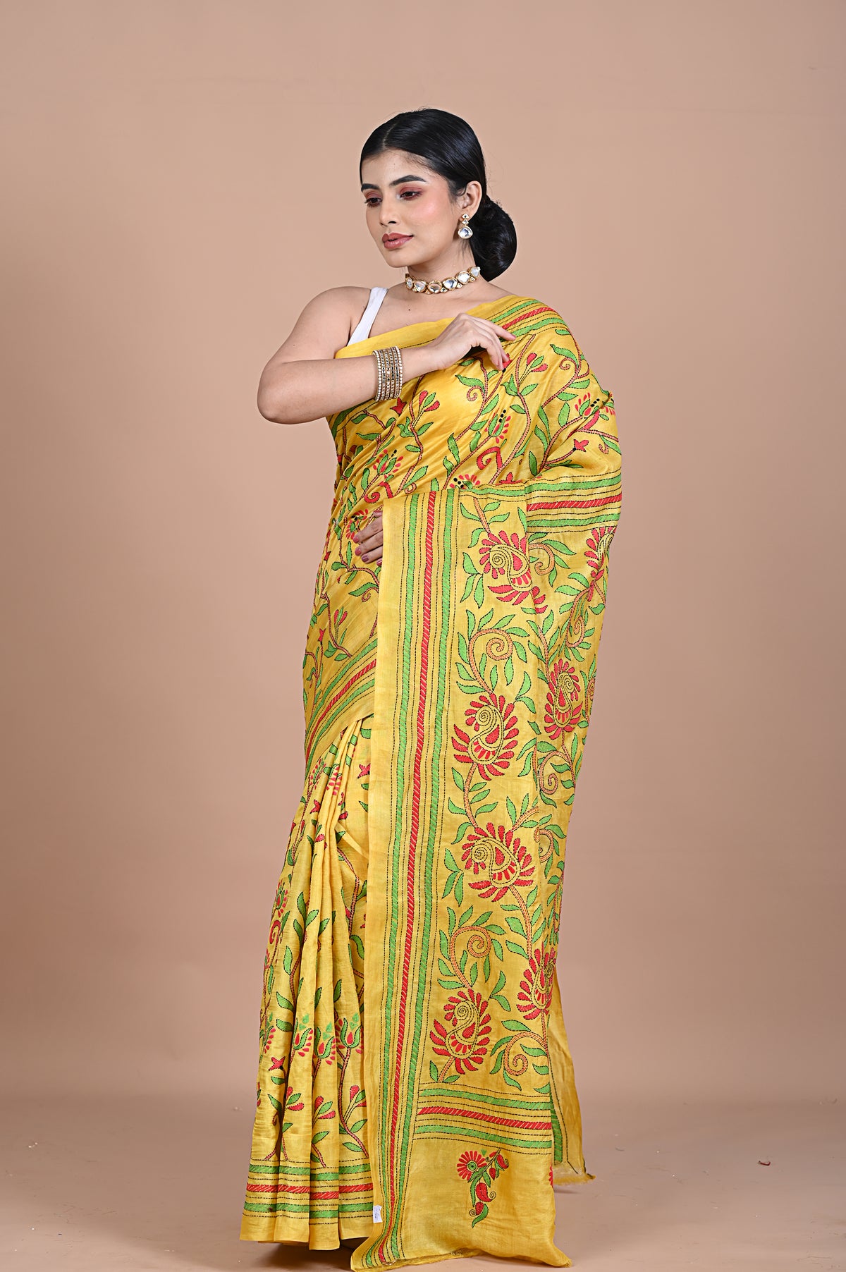 Kantha On Tusser silk