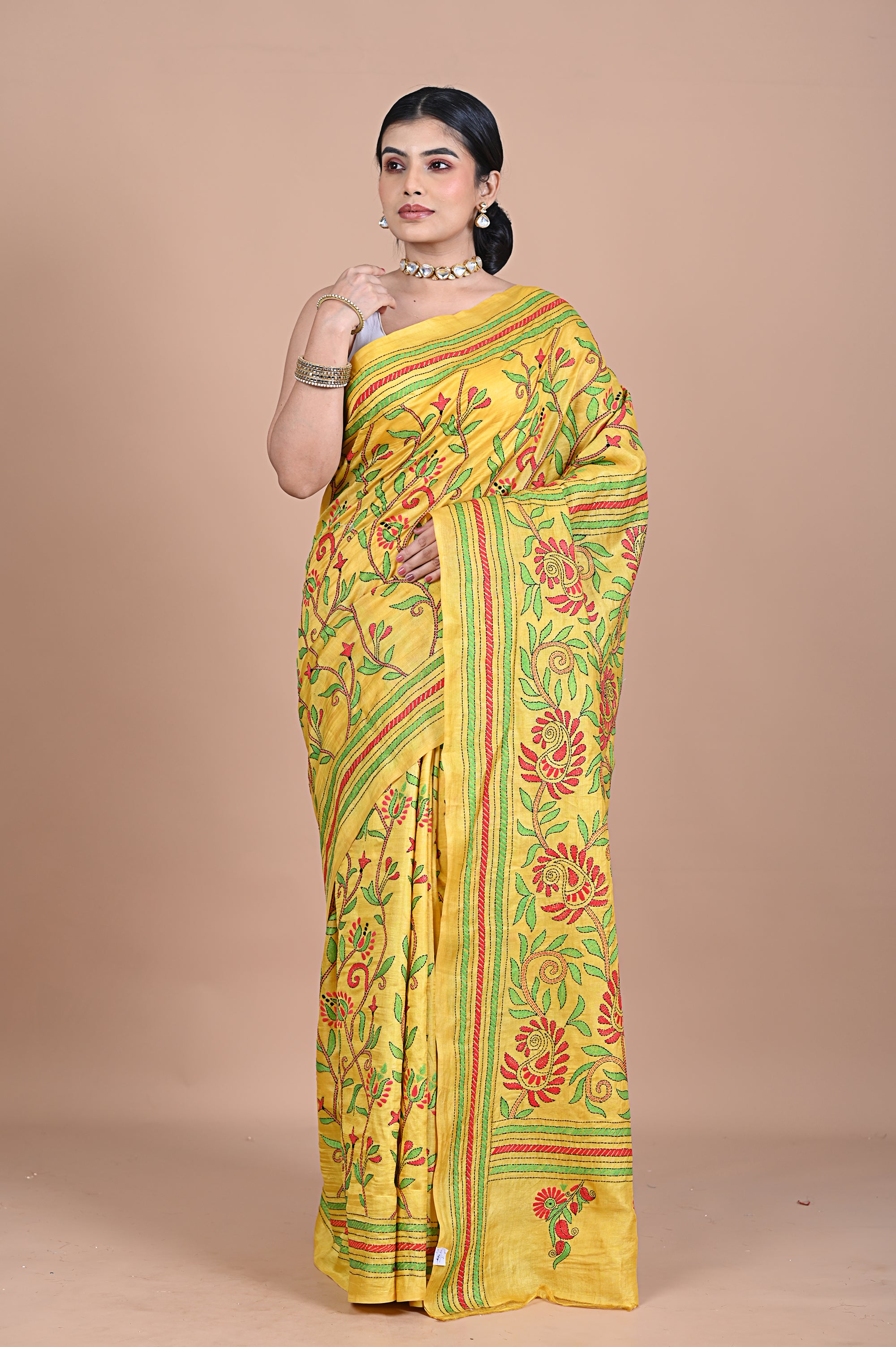 Kantha On Tusser silk
