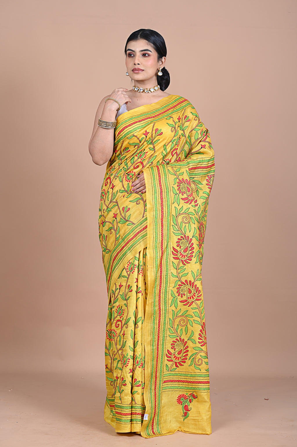 Kantha On Tusser silk