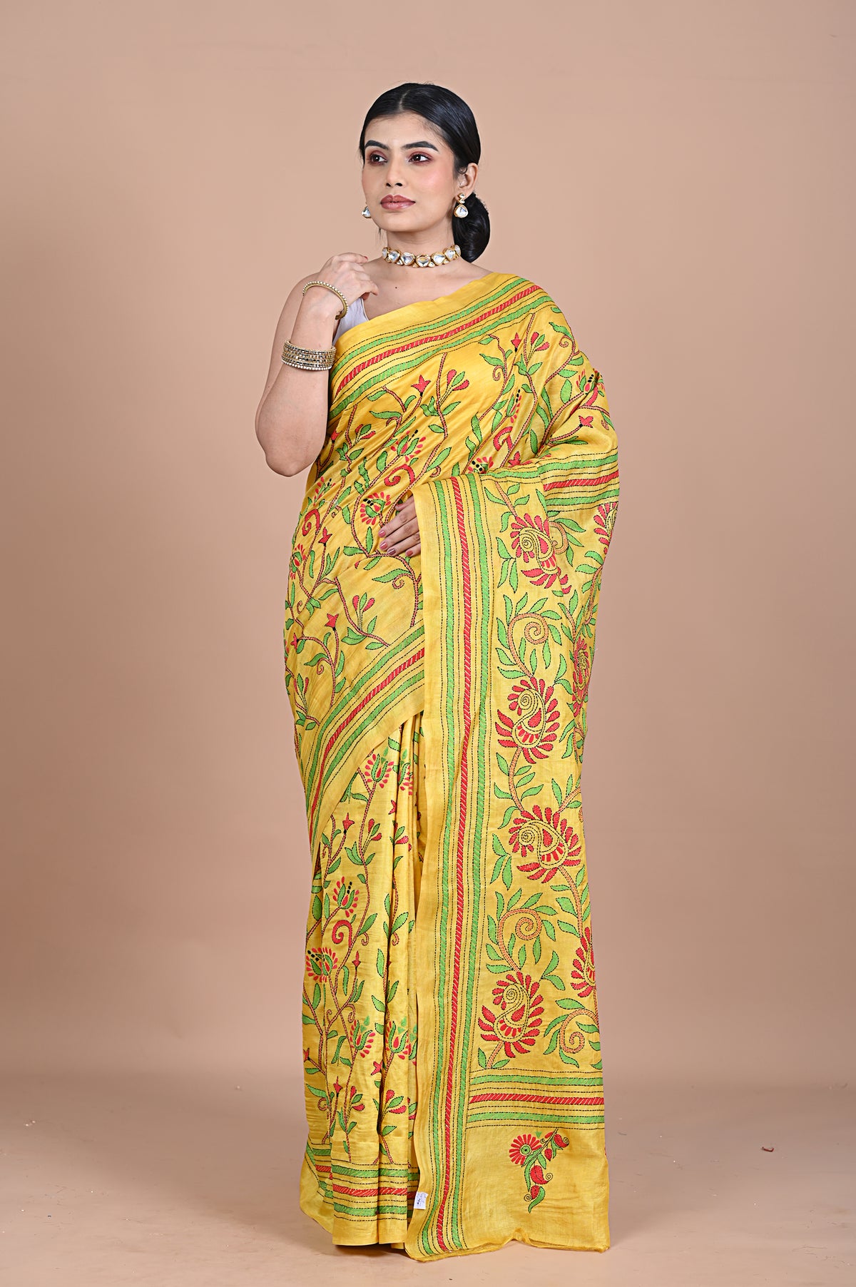 Kantha On Tusser silk