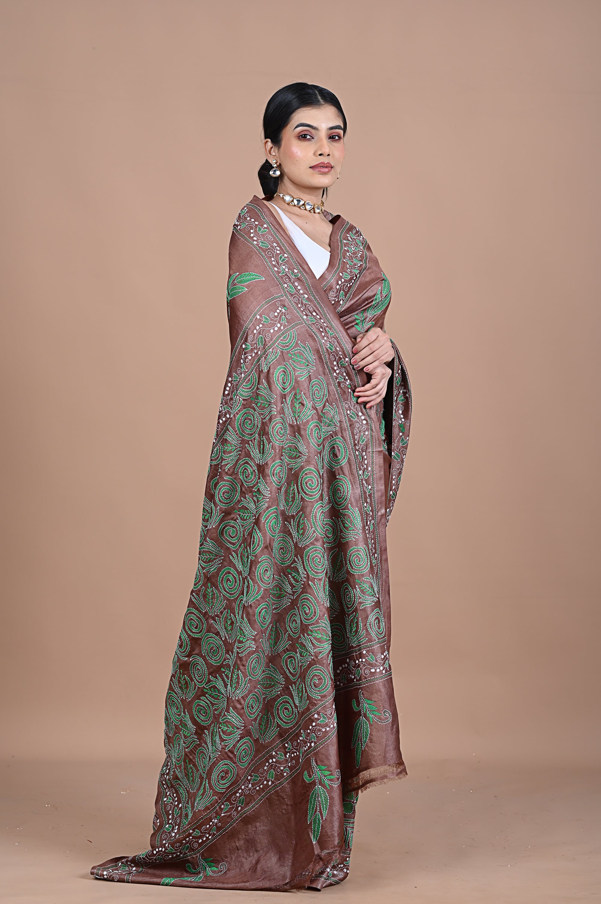 Kantha On Tusser silk