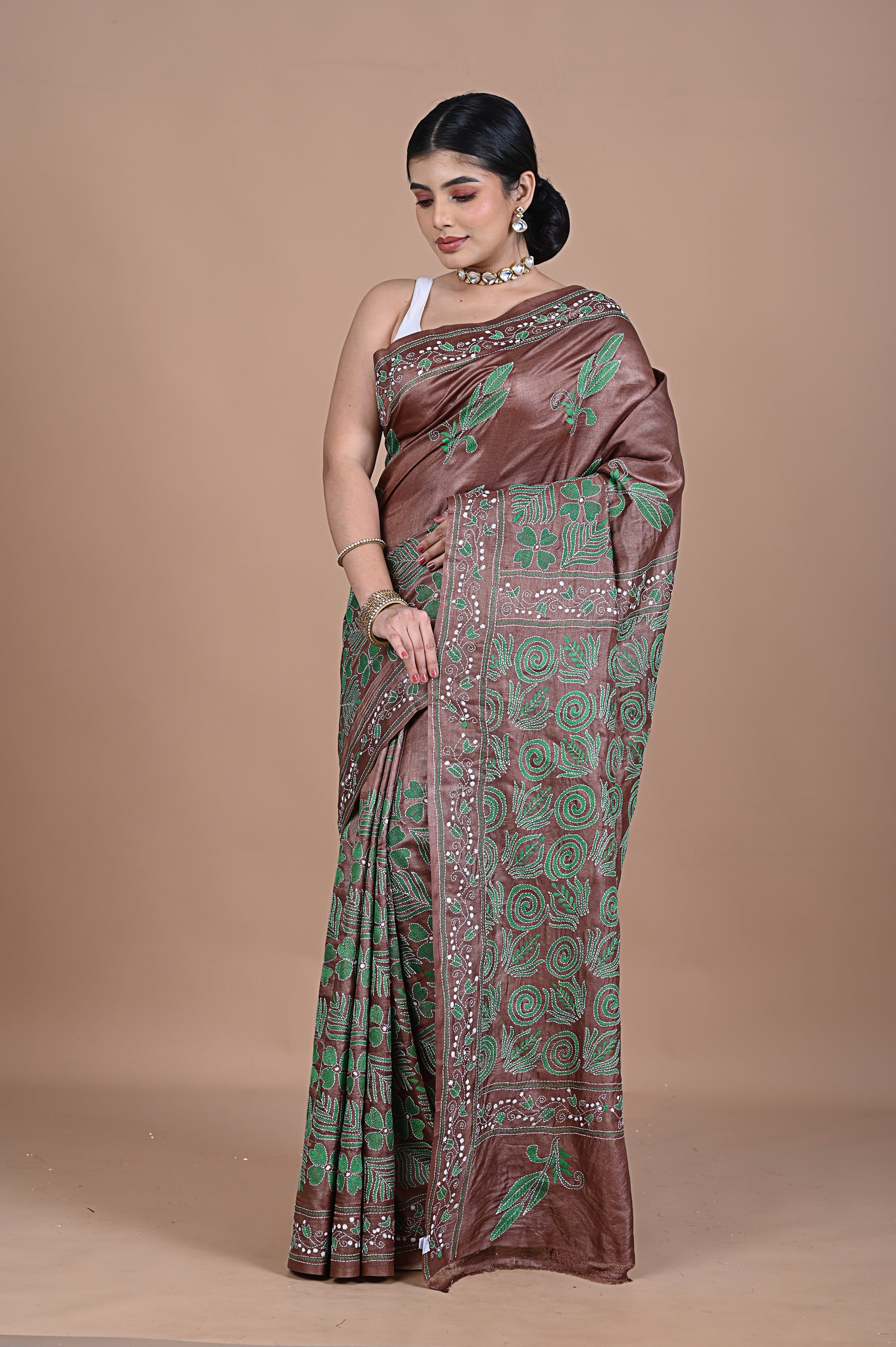 Kantha On Tusser silk
