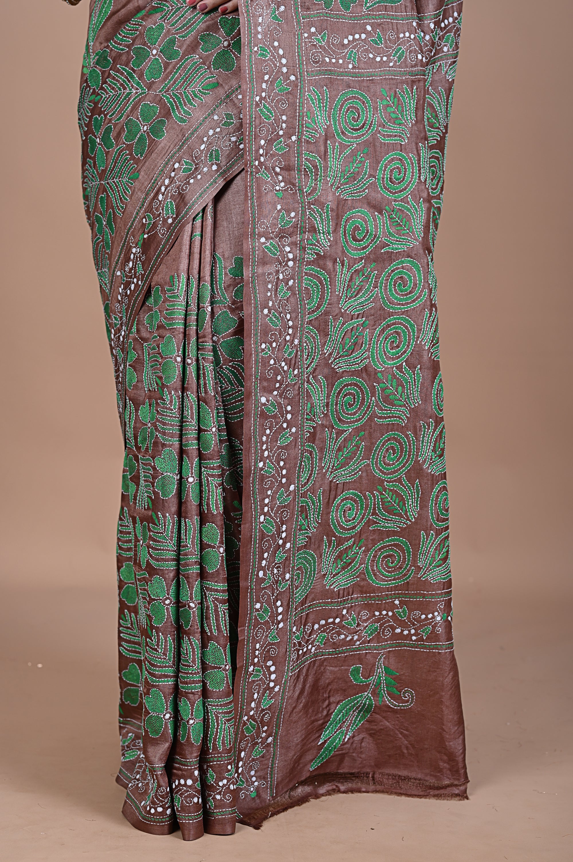 Kantha On Tusser silk