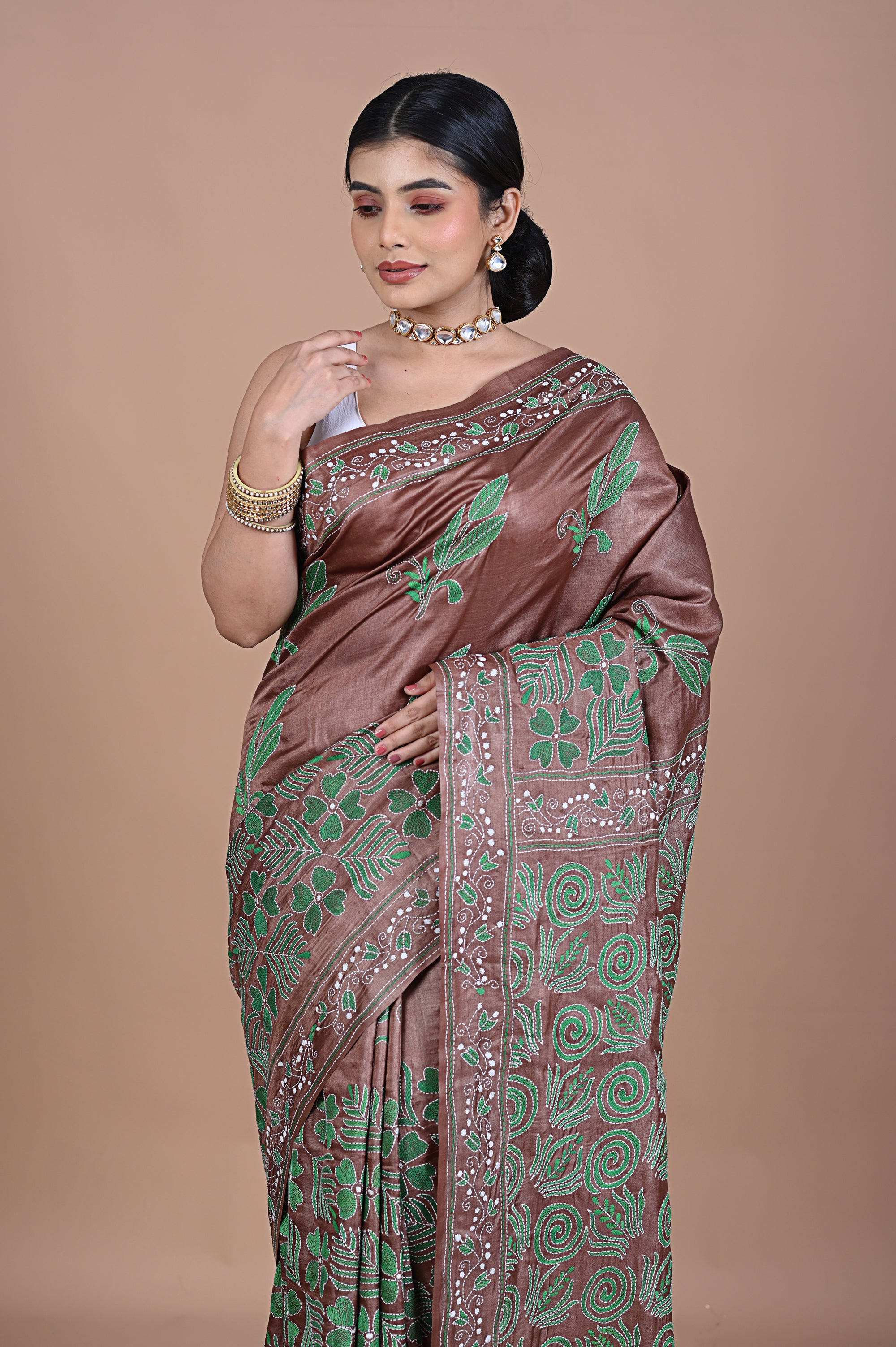 Kantha On Tusser silk