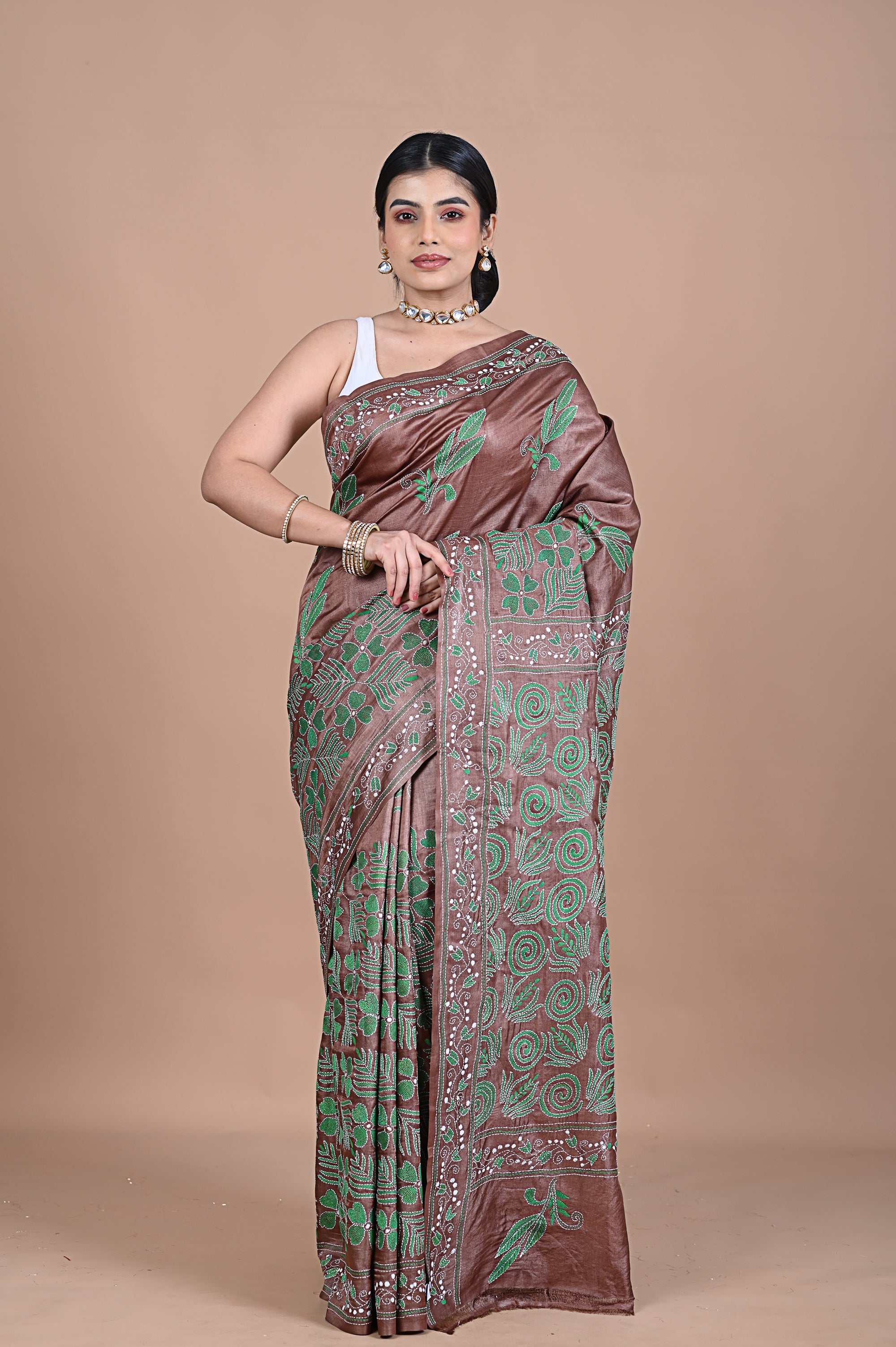 Kantha On Tusser silk