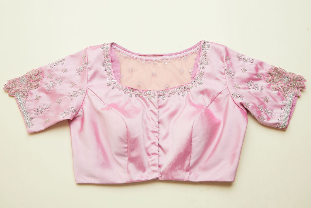 Pink half sleeves blouse