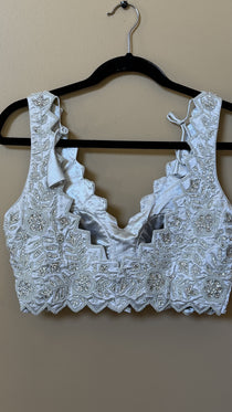 Tissue base heavy hand embroidery blouse