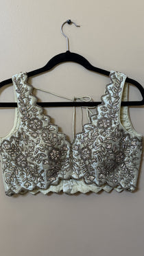Tissue base heavy hand embroidery blouse