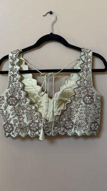 Tissue base heavy hand embroidery blouse