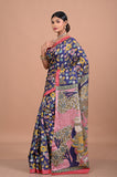 Tusser Kalamkari with hand embroidery