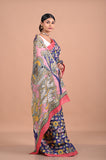 Tusser Kalamkari with hand embroidery