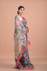 Tusser Kalamkari with hand embroidery