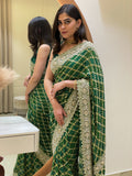 Neem Zari Georgette with zardosi work