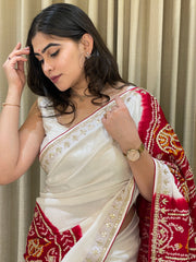 Gajji Silk Bandhini with gatta patti work