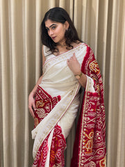 Gajji Silk Bandhini with gatta patti work