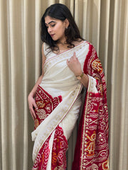 Gajji Silk Bandhini with gatta patti work