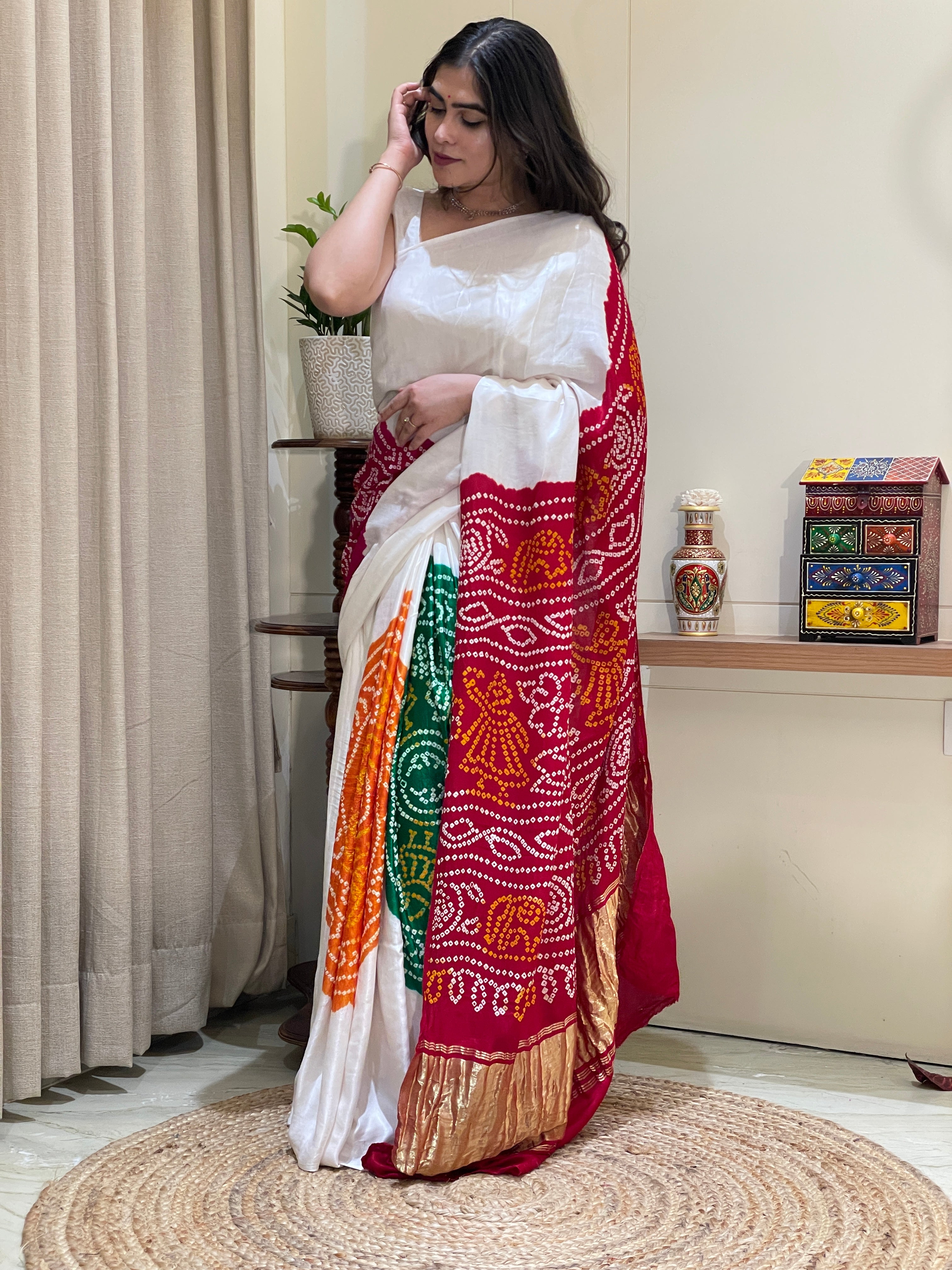Gajji Silk Bandhini Multi color