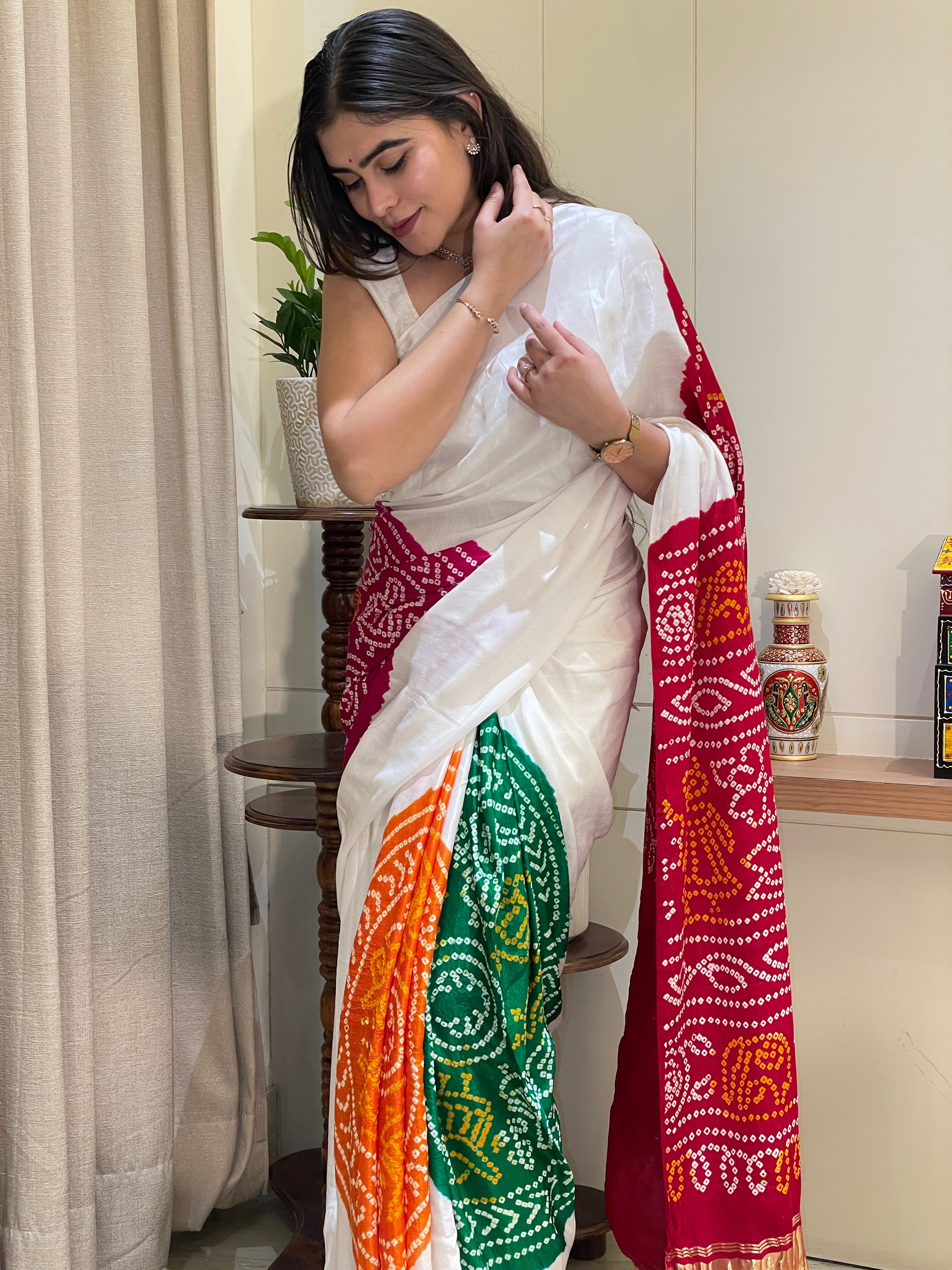 Gajji Silk Bandhini Multi color