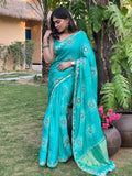 Bandhini on silk with gota work