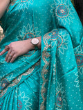 Bandhini on silk with gota work