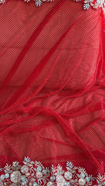 Net saree with heavy embroidered blouse and border